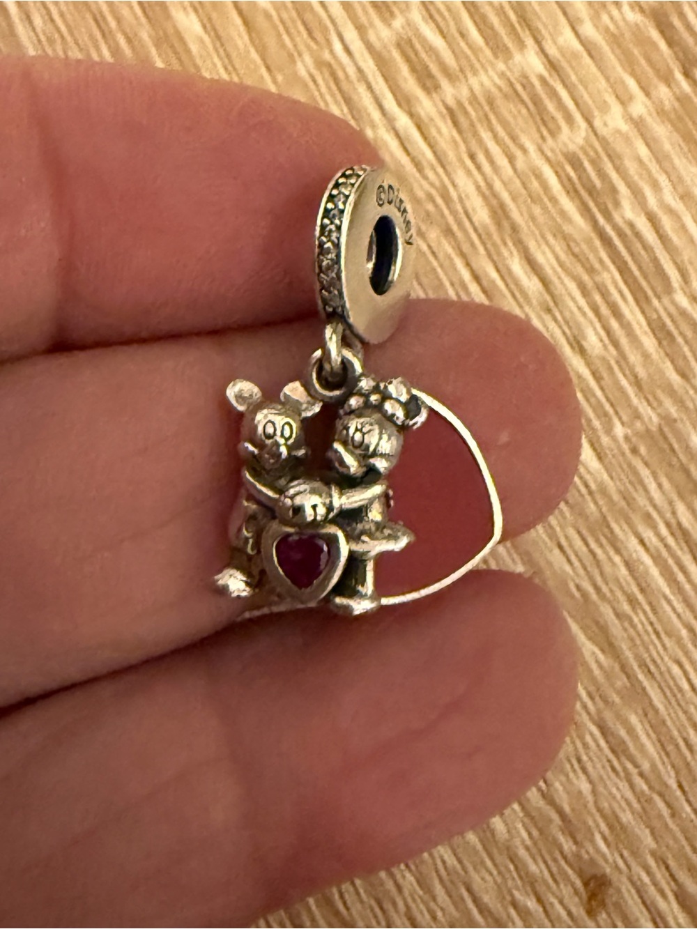 Pandora Sterling Silver Couple Charm with Pink Heart Stone
